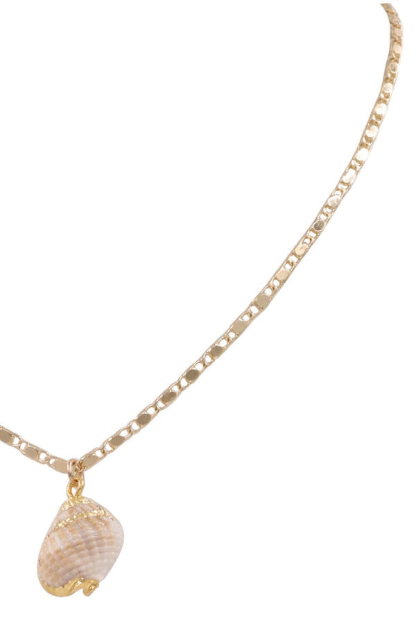 Brass Metal Sea Shell Pendant Necklace