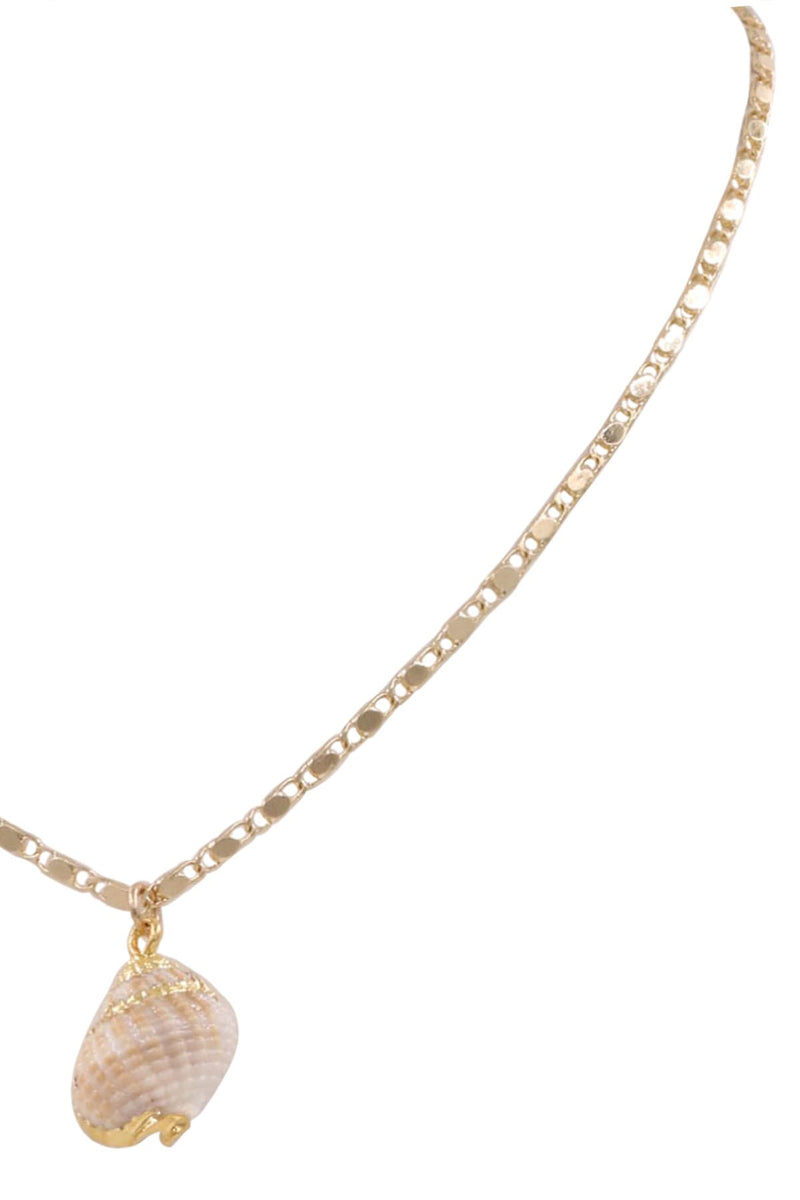 Brass Metal Sea Shell Pendant Necklace