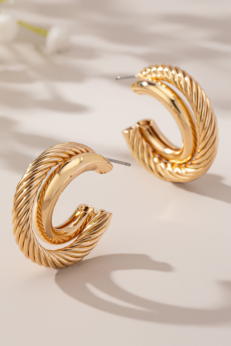 2 Layer Intertwined Hollow Hoop Earring