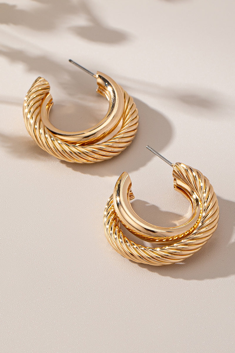2 Layer Intertwined Hollow Hoop Earring