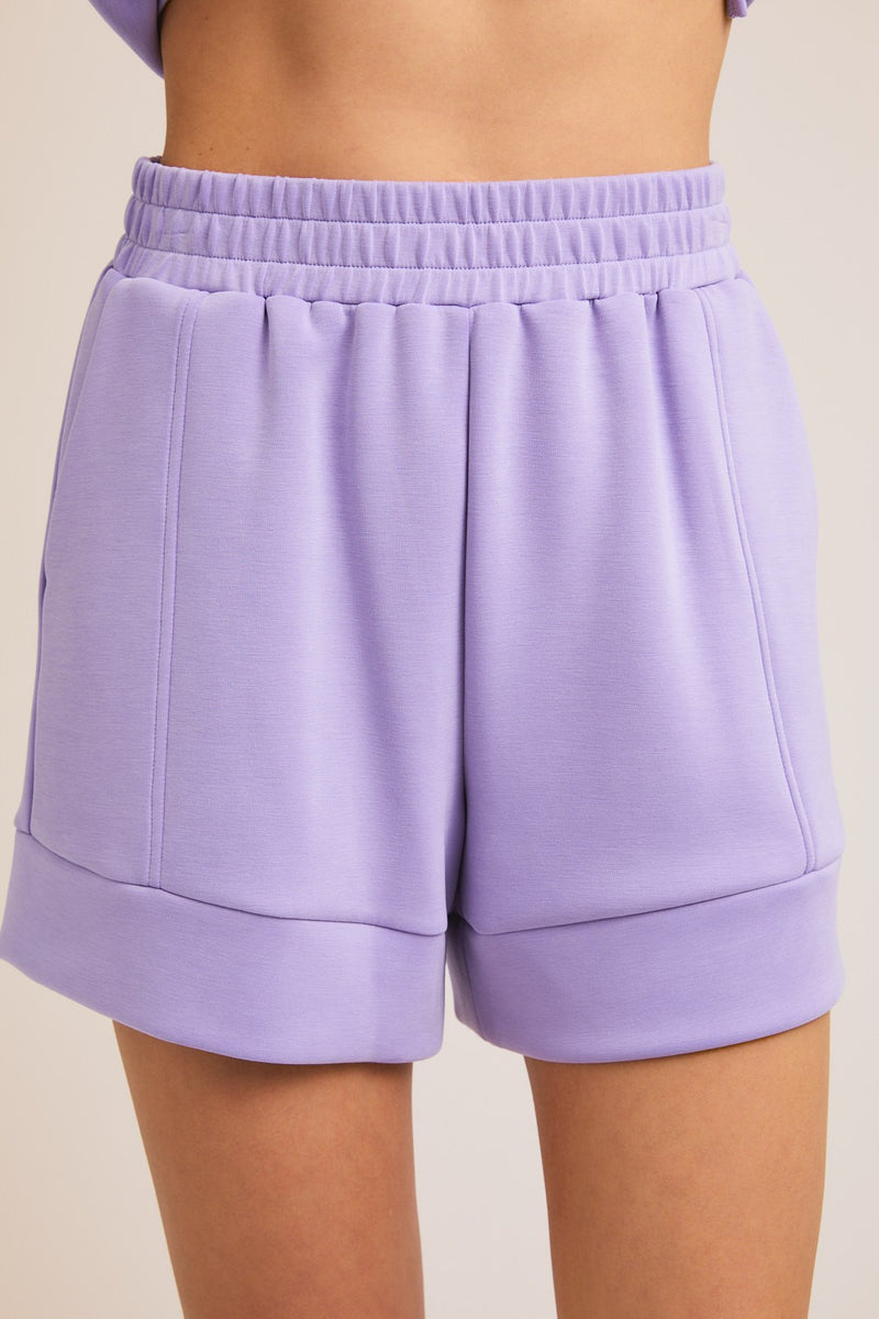 HALF ZIP UP TOP AND SIDE POCKET FOLDED HEM SHORTS