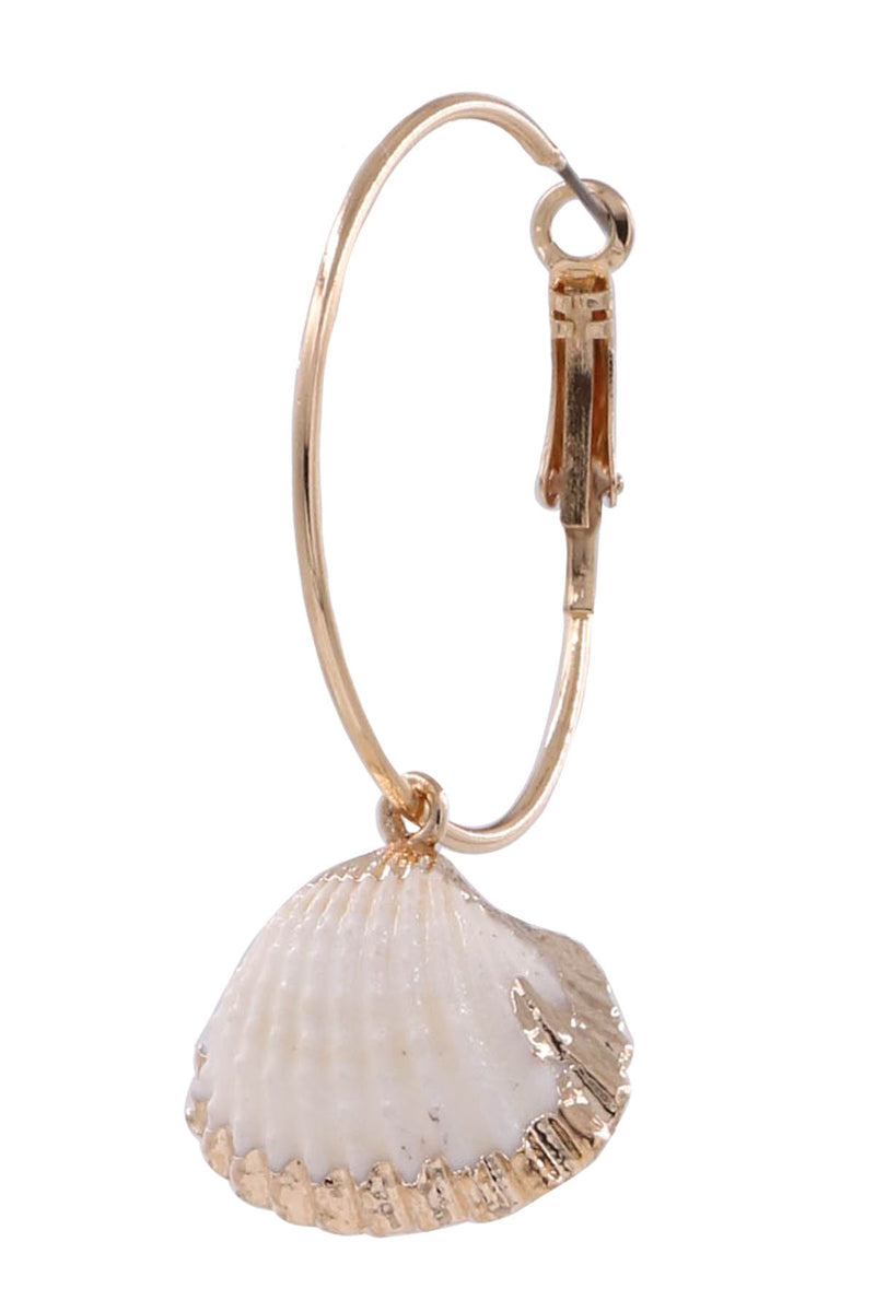 Metal Sea Shell Hoop Earrings