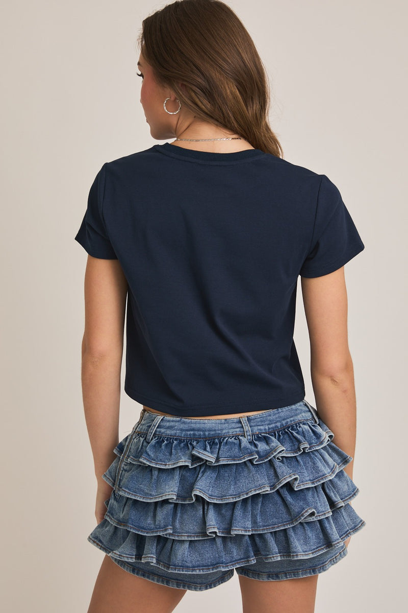 USA Navy Graphic Short Sleeve Crew Neck Baby Tee