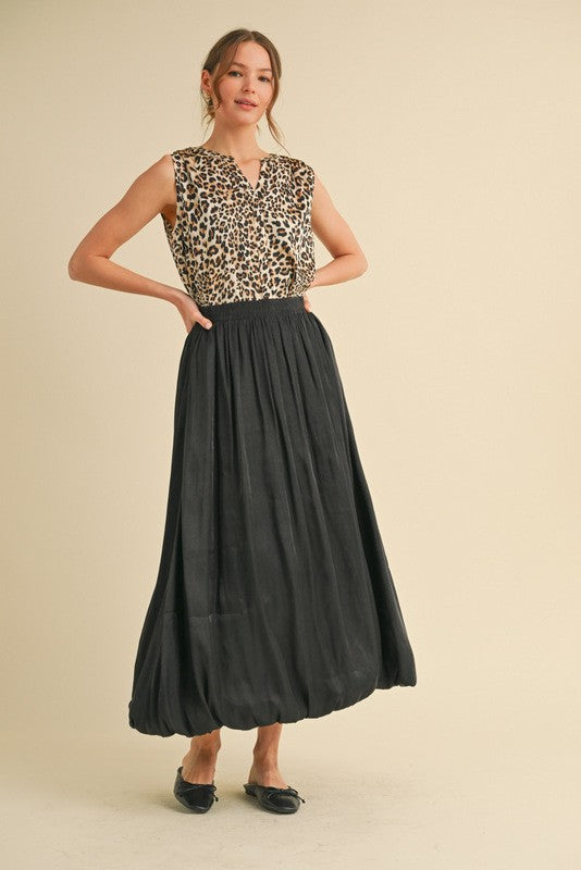 Sweet And Certain Back Shirring Detail Leopard Top