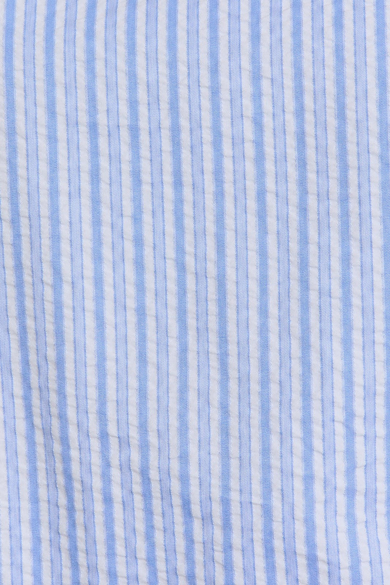 ROUND NECK SCALLOP HEM STRIPE TOP & SHORTS