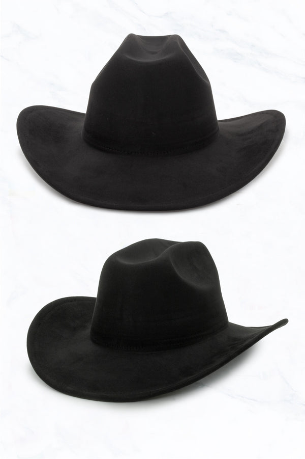 Suede Black Western Cowboy Fedora Hat