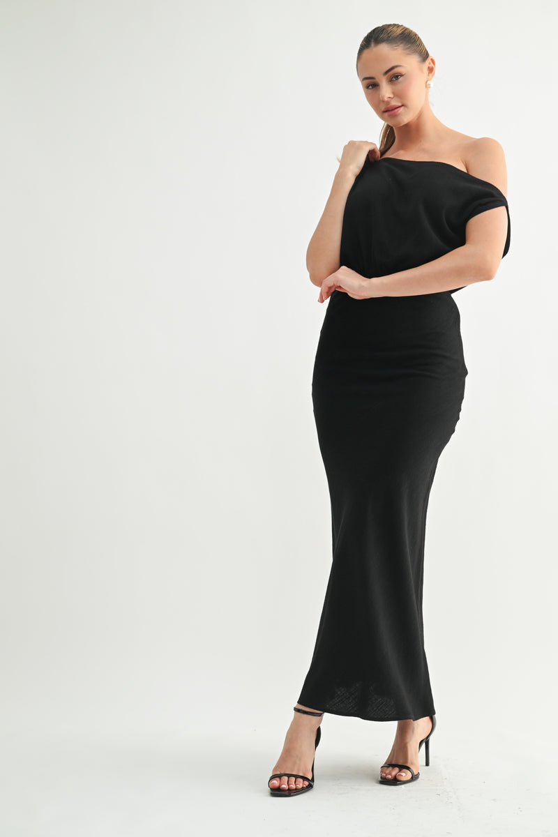 Black Sienna One-Shoulder Maxi Dress