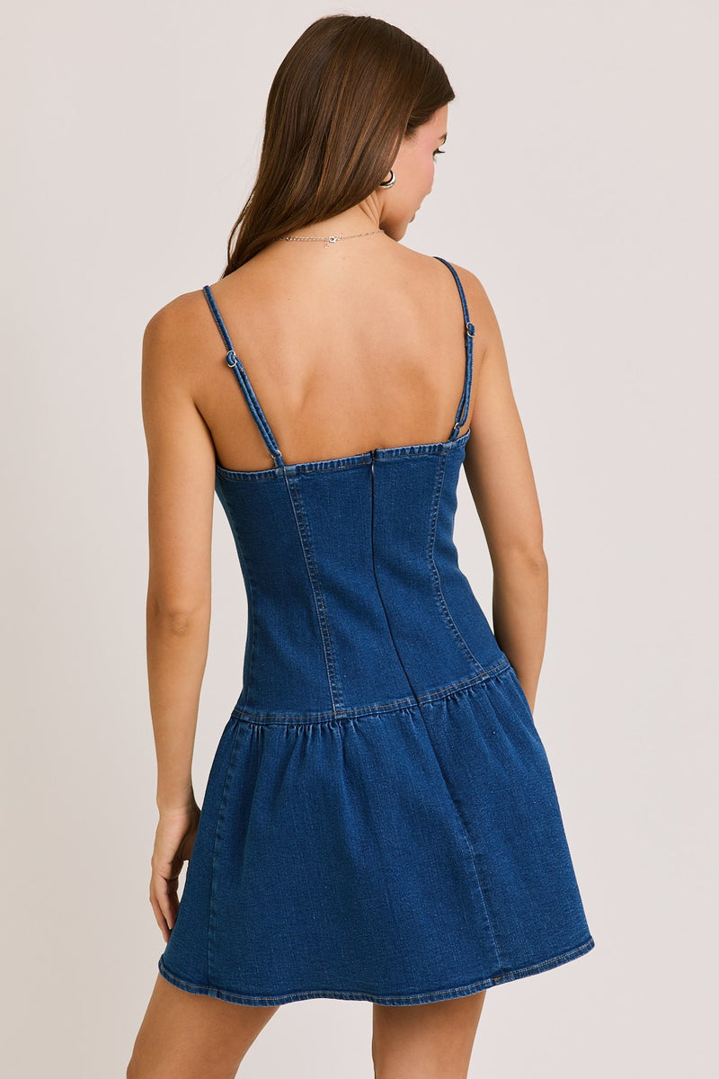 Denim Bustier Top Low Waist Denim Dress