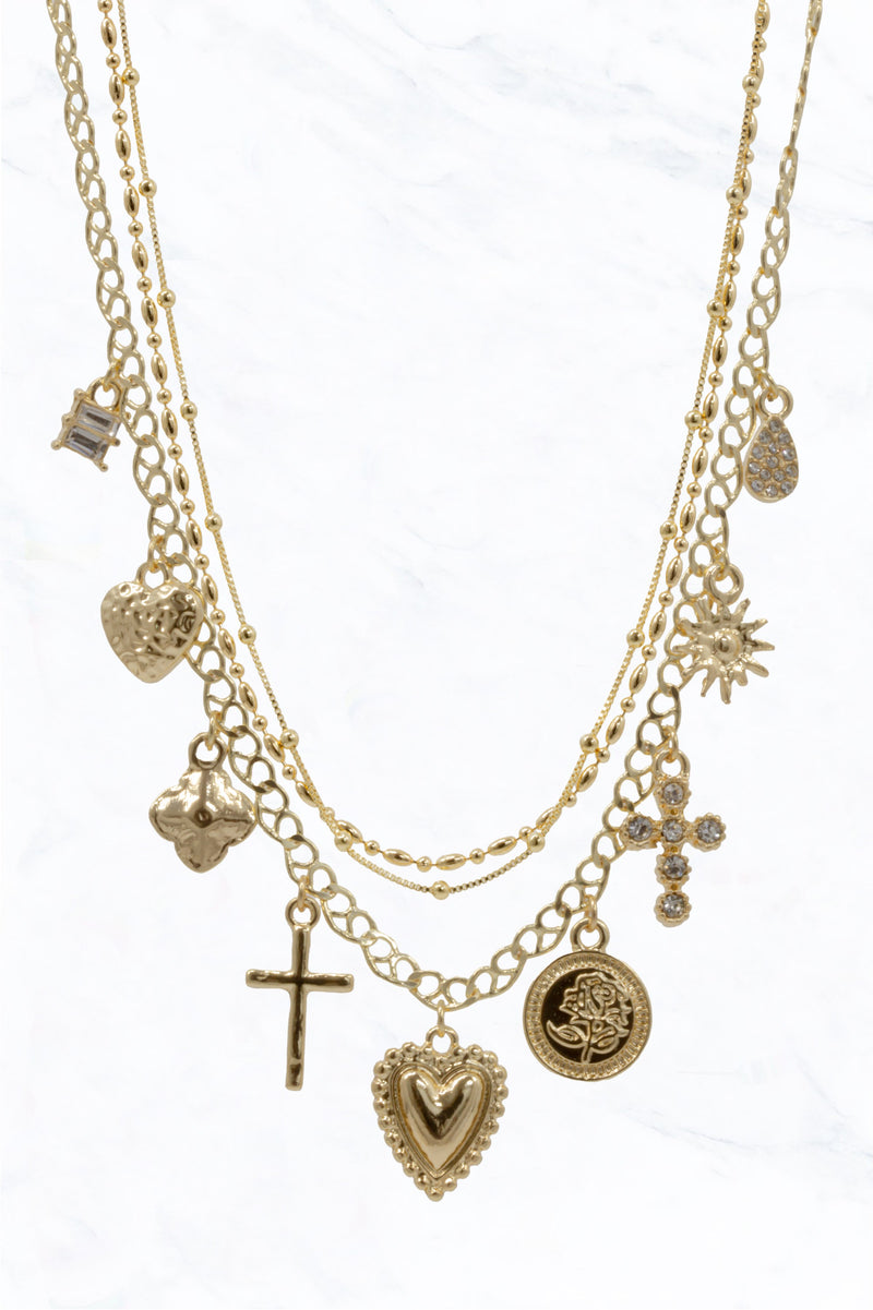 Gold-Tone Charm Layered Necklace