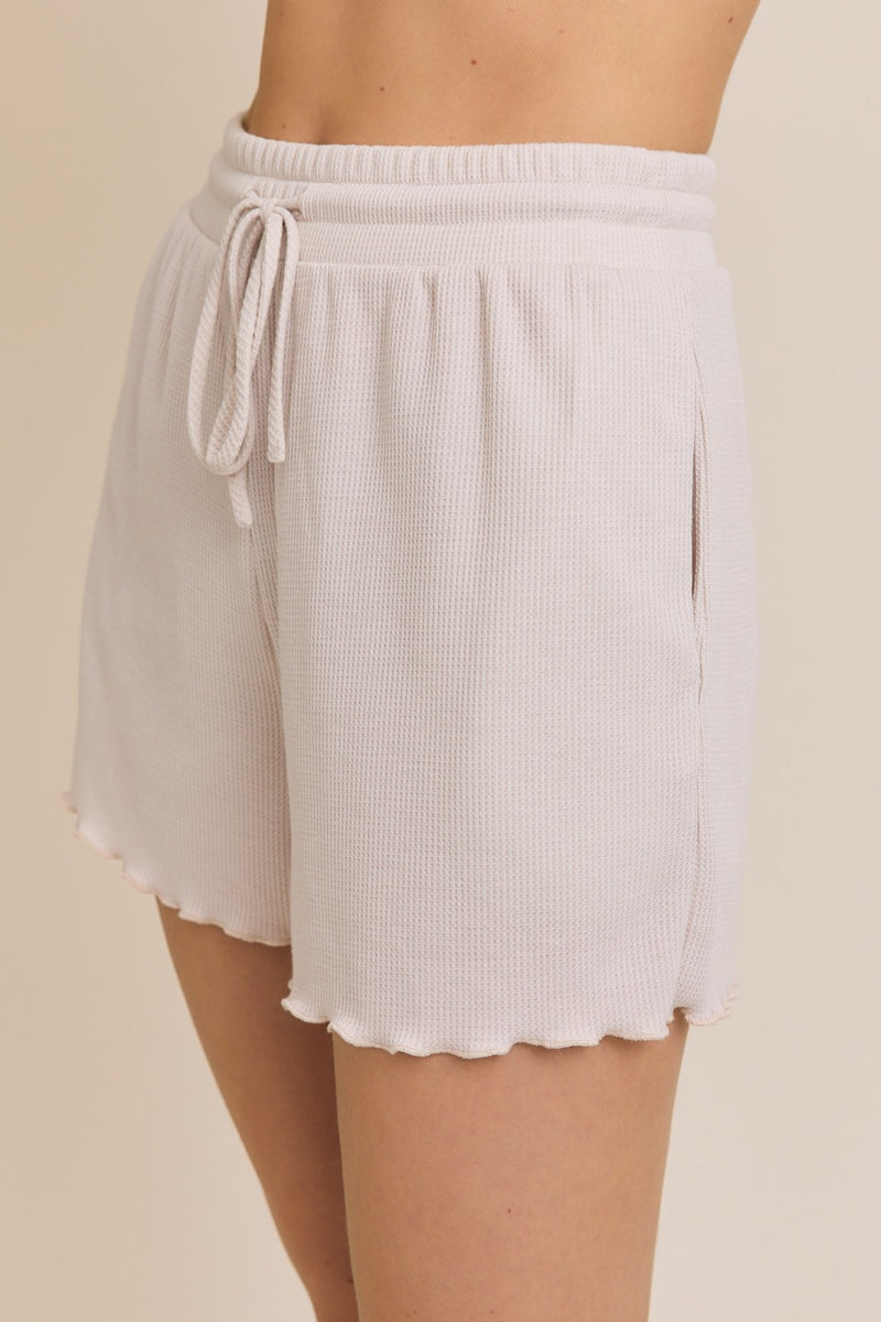 Cream Round Neck Roll Up Short Sleeve Top & Shorts