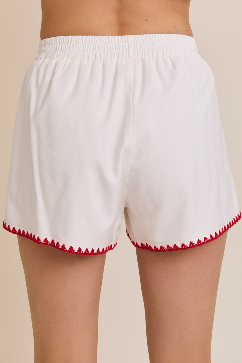 Back Smocking Scallop Stitched Top & Shorts
