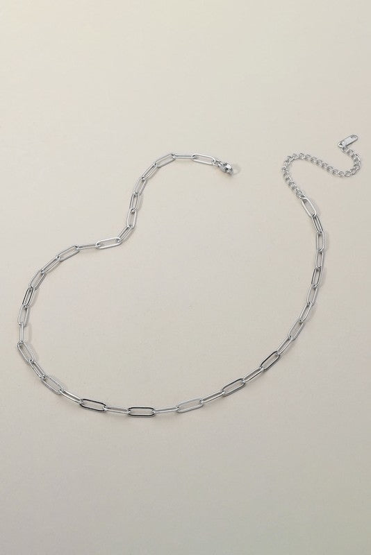 Silver Paperclip Chain Necklace