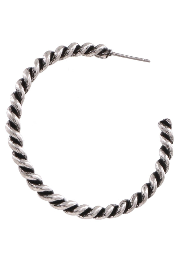 Western Metal Twisted Medium Hoop Earrings