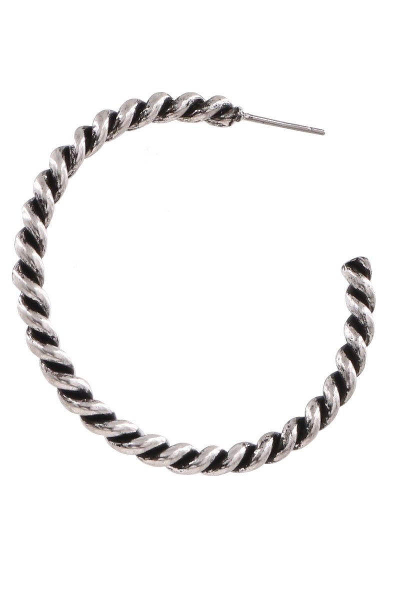 Western Metal Twisted Medium Hoop Earrings