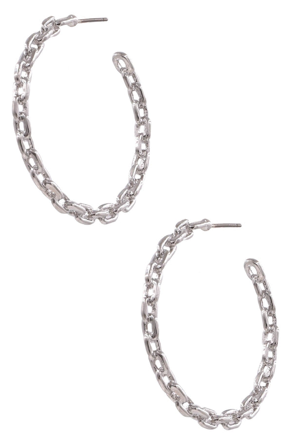 Metal Chain Linked Hoop Earrings