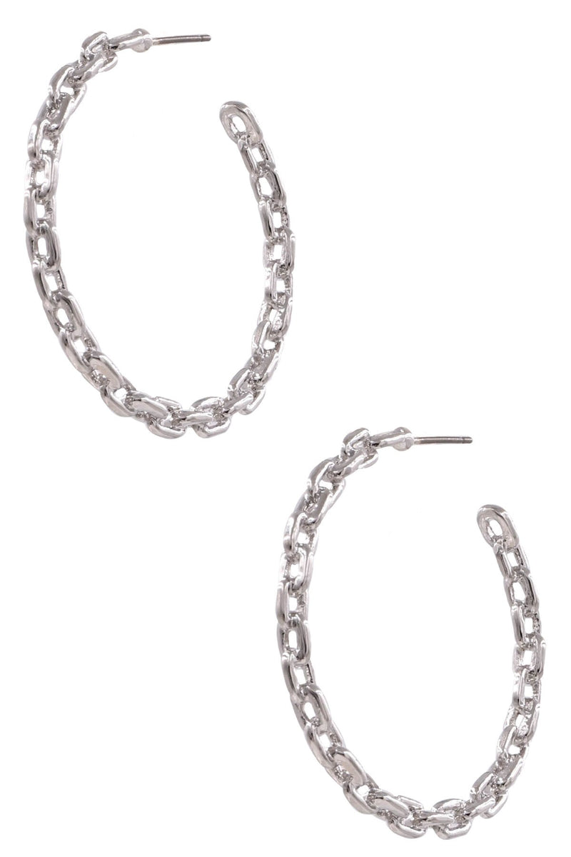 Metal Chain Linked Hoop Earrings