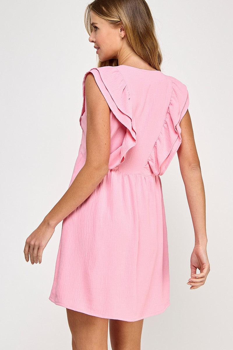 Baby Pink Double Ruffle Dress