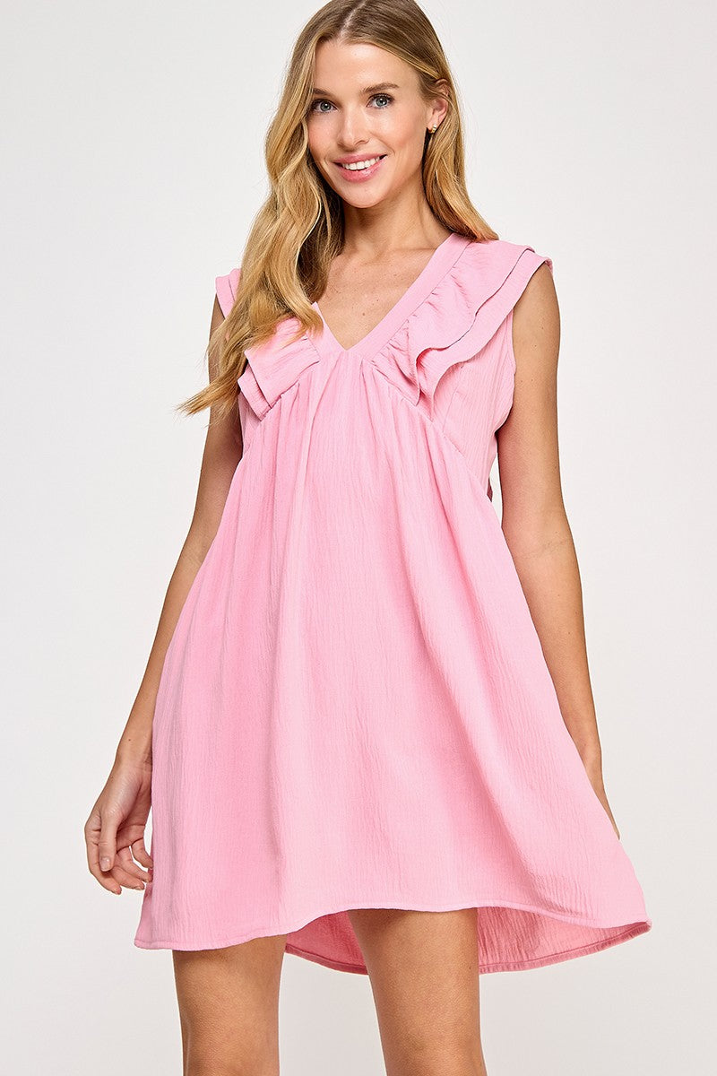 Baby Pink Double Ruffle Dress