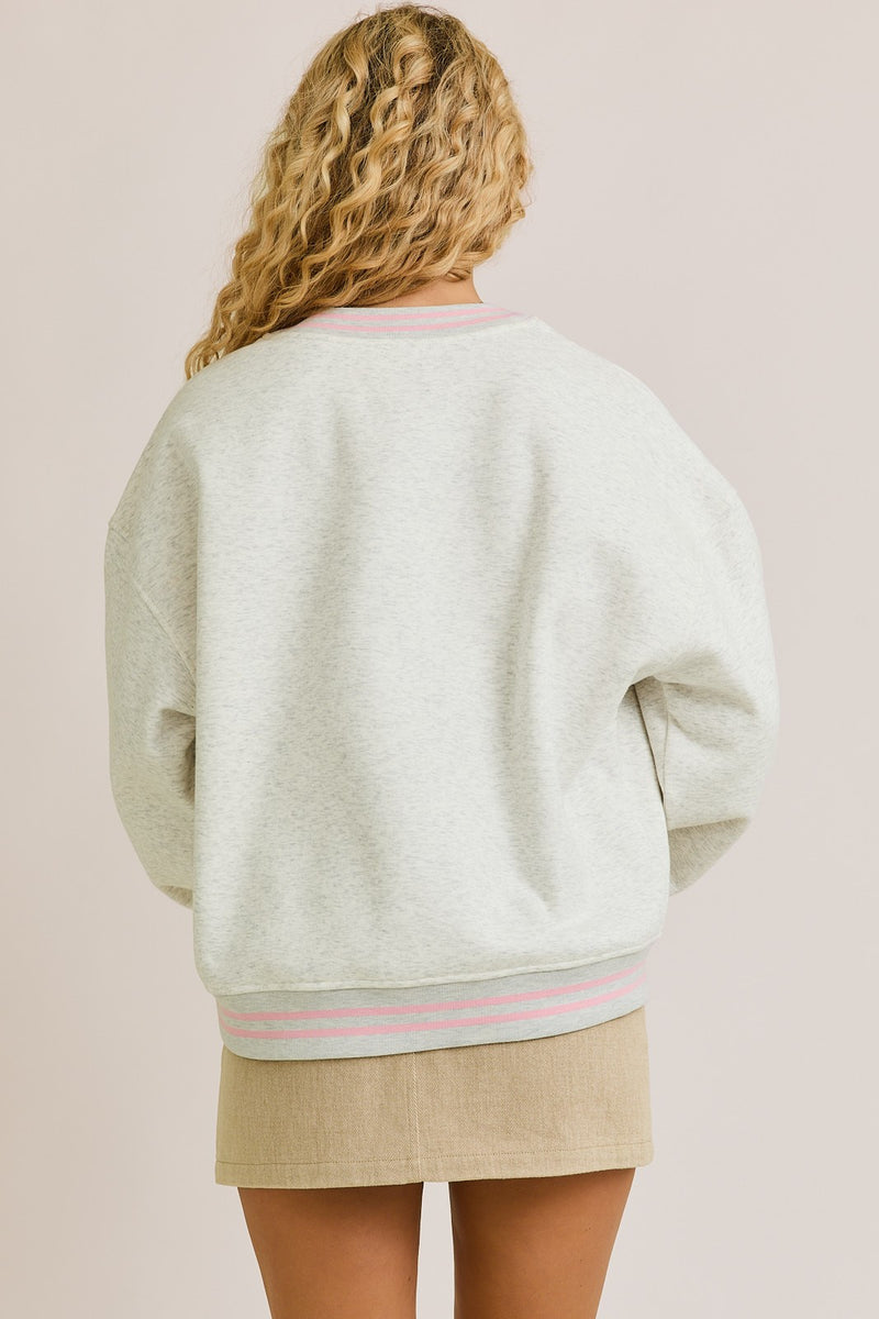 United States Light Grey Long Sleeve Crew Neck Sweatshirt