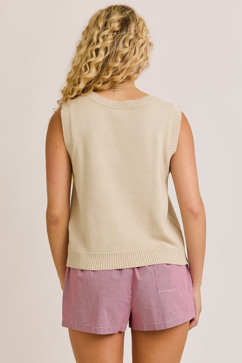 American Flag Sleeveless Sweater Top