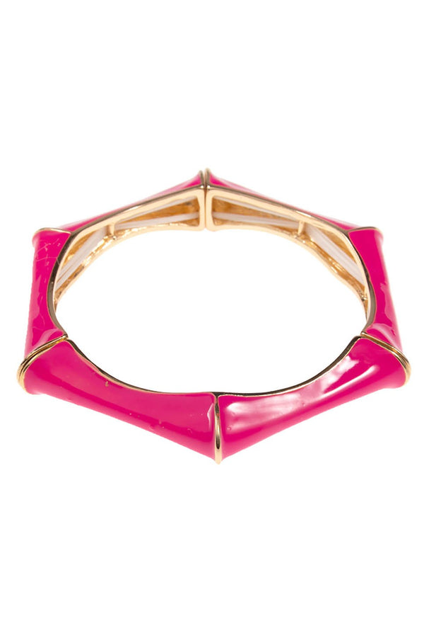 Enamel Hexagonal Stretch Hot Pink Bangle Bracelet