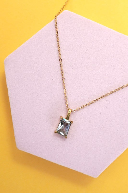 18k Stainless Steel Tarnish Free Clear Necklace