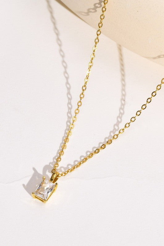 18k Stainless Steel Tarnish Free Clear Necklace