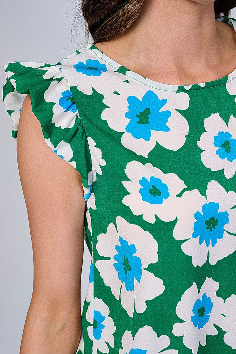 RUFFLE SLEEVES FLORAL BLOUSE