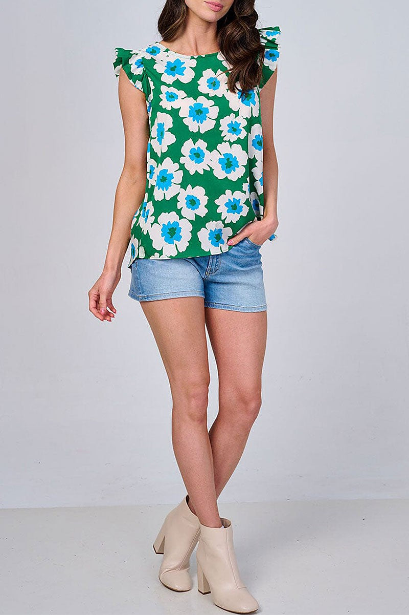 RUFFLE SLEEVES FLORAL BLOUSE