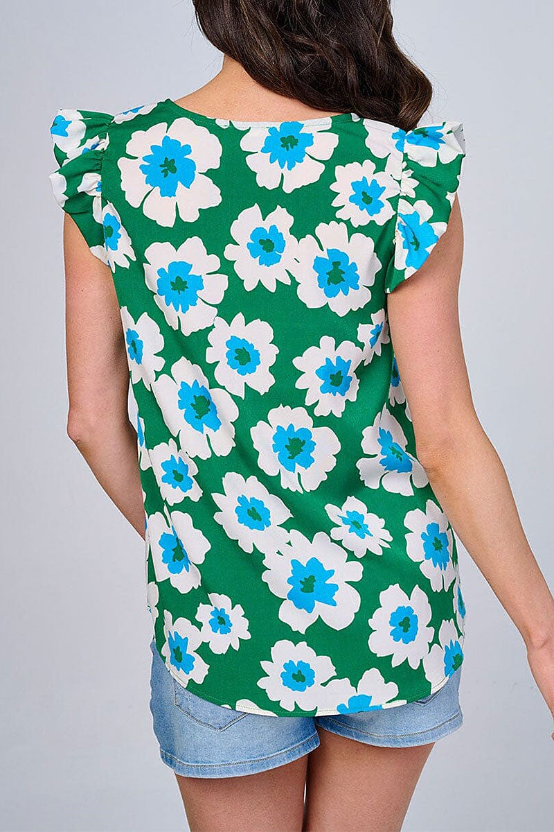 RUFFLE SLEEVES FLORAL BLOUSE