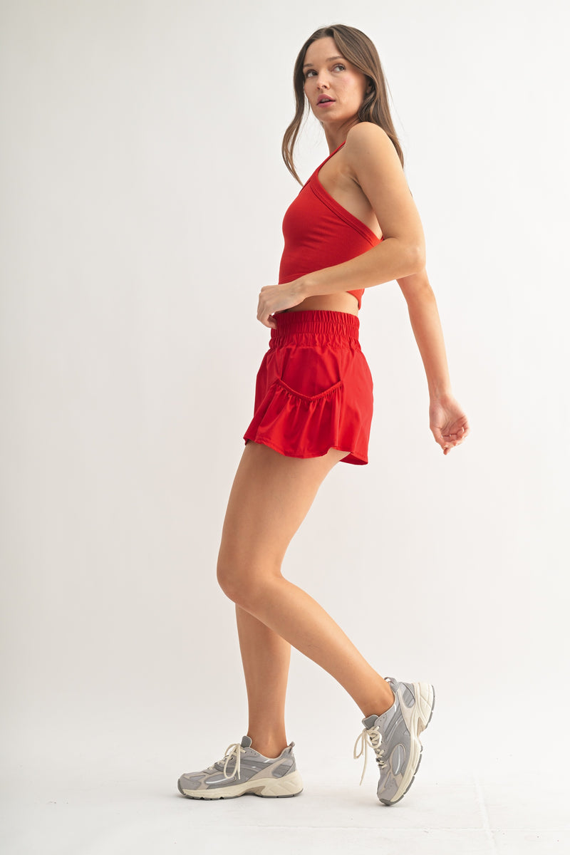 Chic Breeze Red Shorts