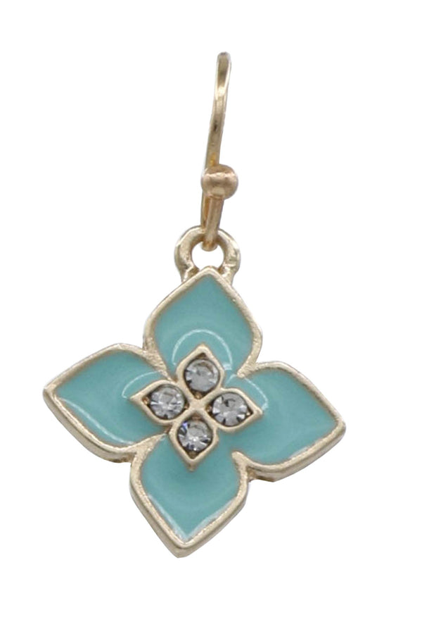 Metal Epoxy Mint Quatrefoil Dangle Earrings