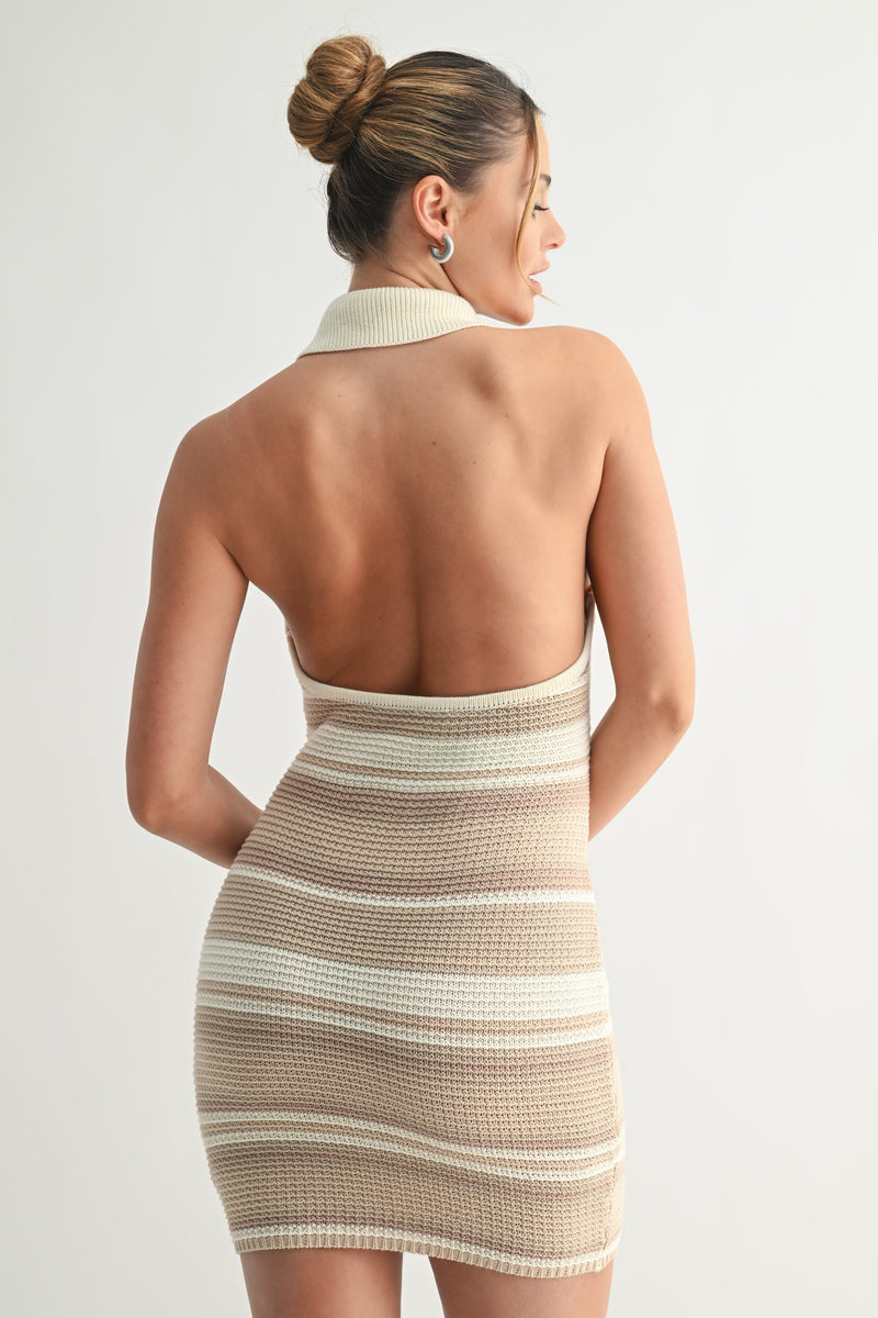 Sandswept Knit Halter Mini Dress