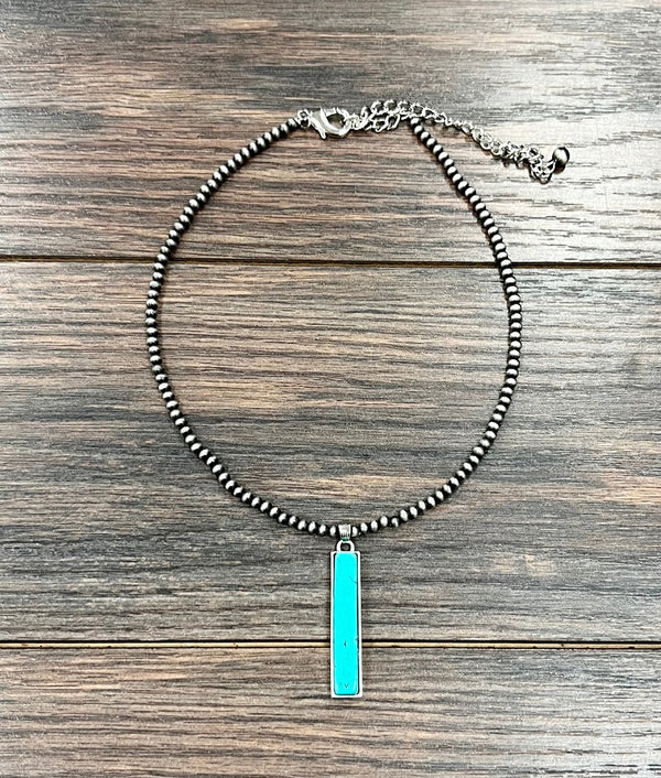 Navajo Bead, Bar Turquoise Necklace