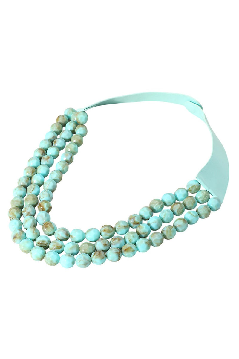 Chunky Turquoise Beaded Faux Leather Magnetic Necklace