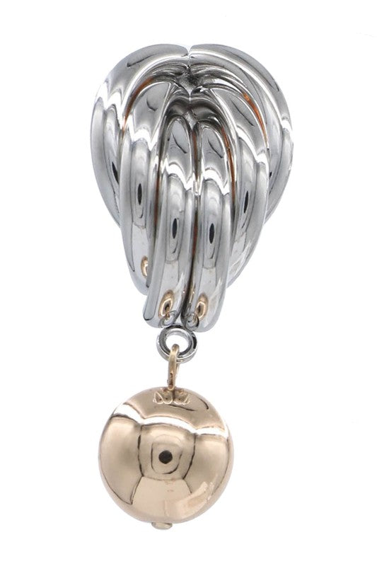 Metal Weaving Drop Ball Dangle Earrings