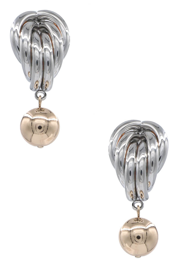 Metal Weaving Drop Ball Dangle Earrings