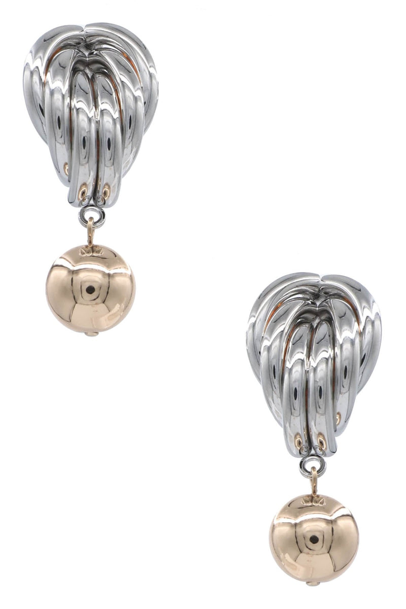 Metal Weaving Drop Ball Dangle Earrings