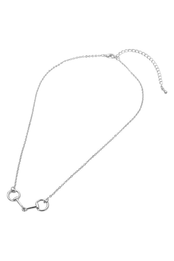 Metal Horsbit Silver Pendant Necklace