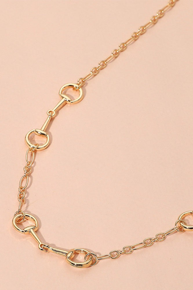 Metal Horsebit Gold Link Chain Necklace