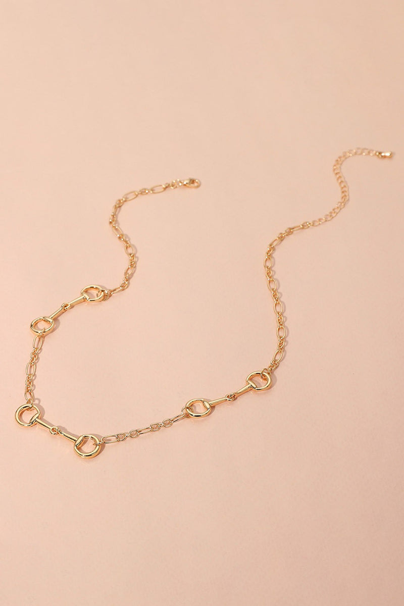 Metal Horsebit Gold Link Chain Necklace