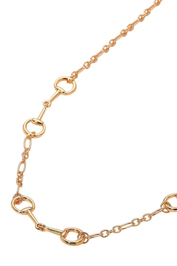 Metal Horsebit Gold Link Chain Necklace