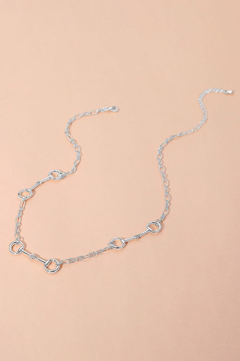 Metal Horsebit Silver Link Chain Necklace