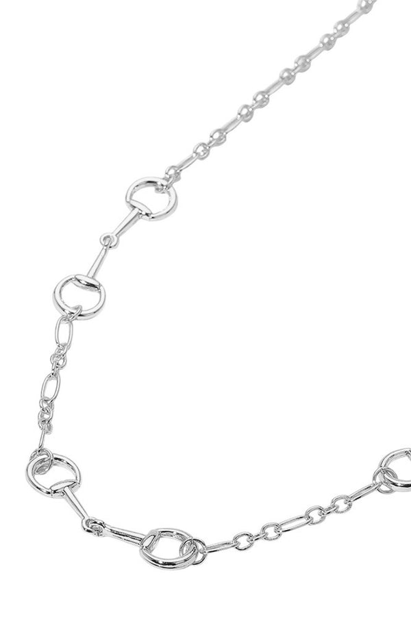 Metal Horsebit Silver Link Chain Necklace