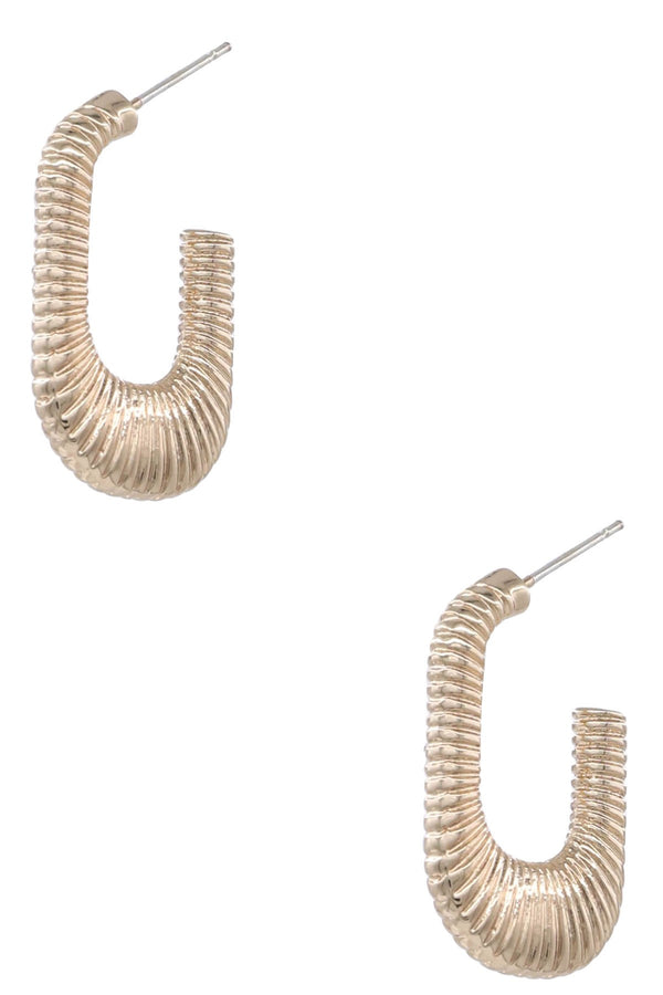 Metal Gold Sterling Silver Post Textured Hoop Earrings