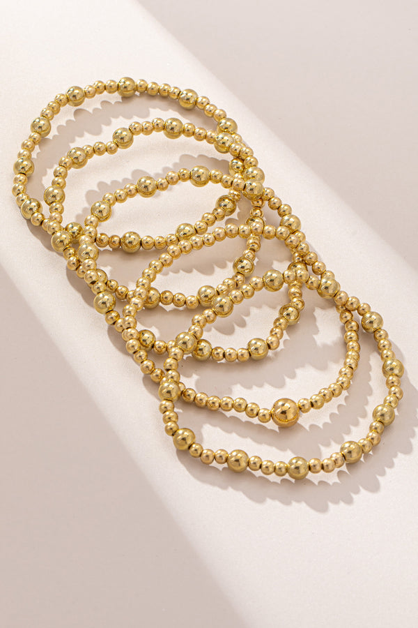 PINK FRIDAY Mixed Sizes Beaded Stretch Bracelet Set