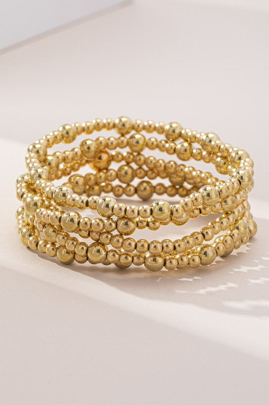 PINK FRIDAY Mixed Sizes Beaded Stretch Bracelet Set