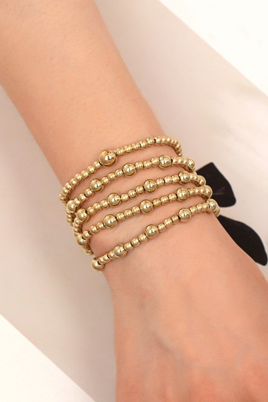 PINK FRIDAY Mixed Sizes Beaded Stretch Bracelet Set