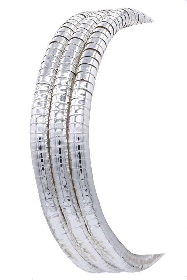 Metal Silver Coil Stretch Bracelet Set