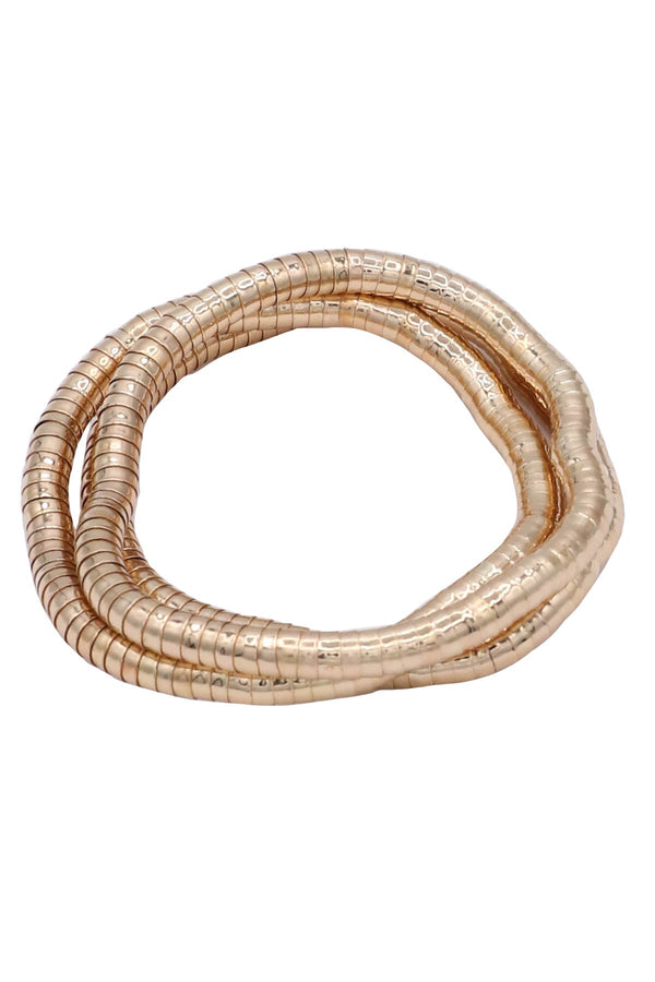 Metal Gold Coil Stretch Bracelet Set